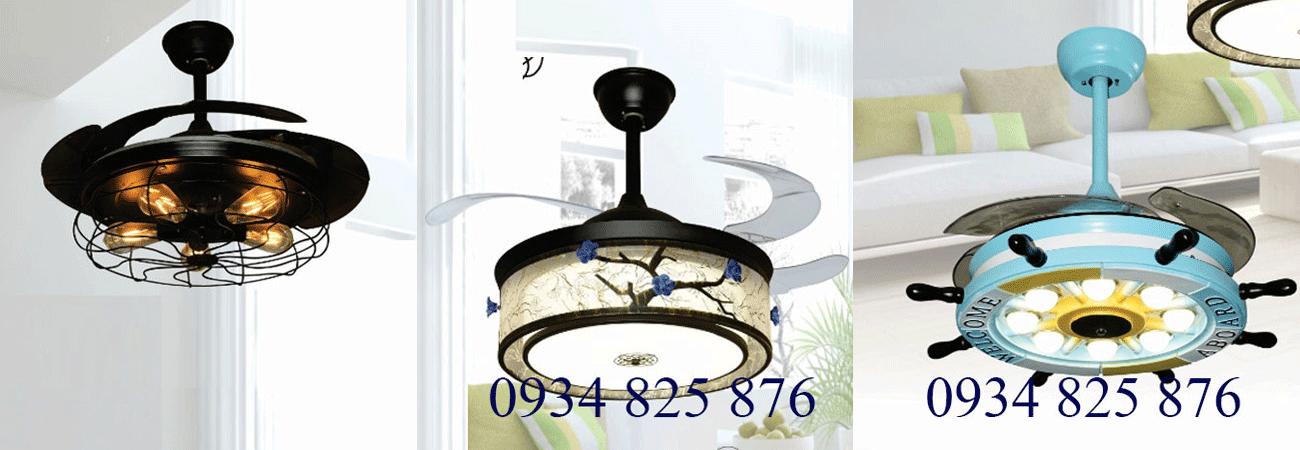 đèn quạt trần cánh xếp